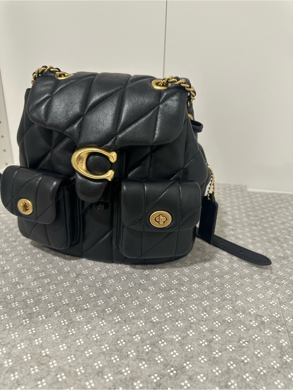 Coach Black Quilted Leather Shoulder Bag with Gold Hardware
